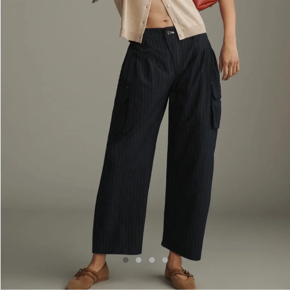 Anthropologie Pilcro Pinstripe Curves Trousers Indigo Pinstripe size 28 New Tags